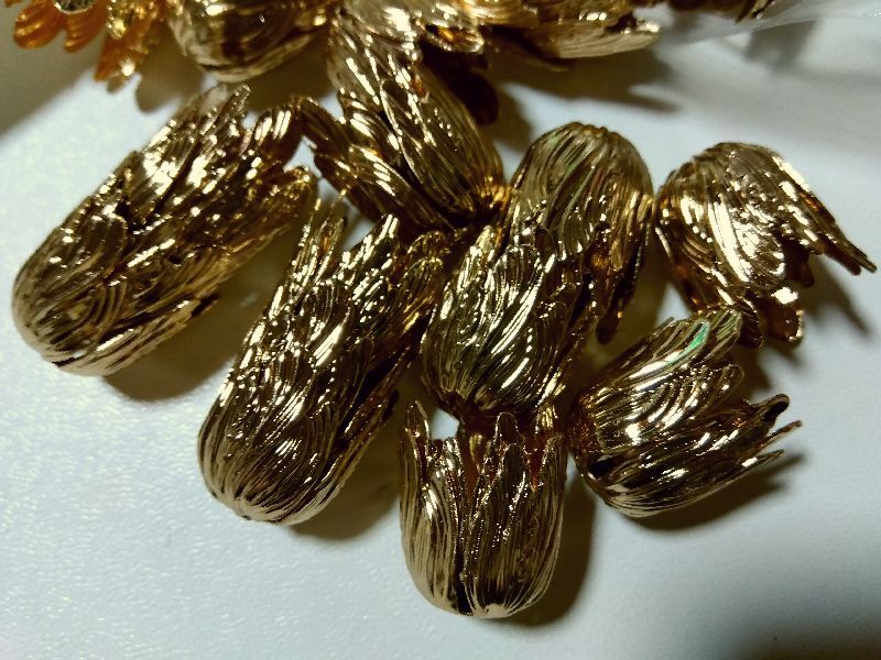 手芸用品き91■金属製チューリップフラワービーズキャップ10個セット■ゴールドハンドメイドアクセサリーパーツ