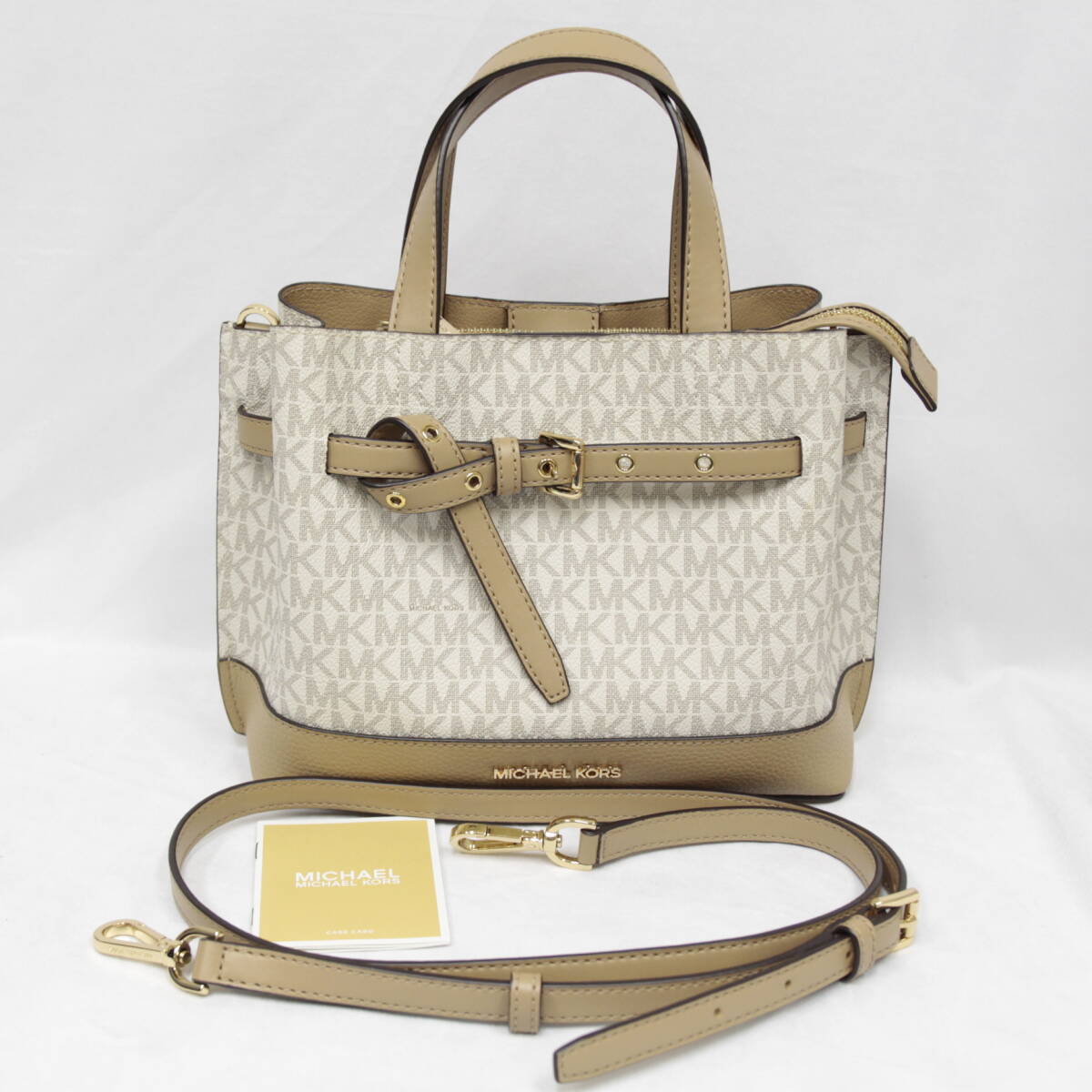 美品 MICHAEL KORS マイケルコース ハンドバック ショルダーバッグ 2WAY EMILIA エミリア サッチェル ベージュ 2601-N0041M(NT)