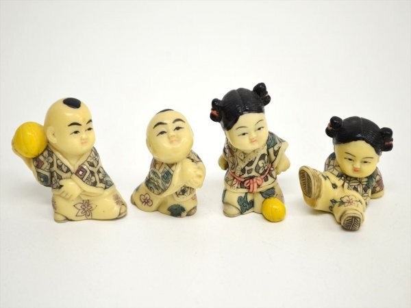 KM738●まとめて!!●兆隆 銘　置物 4点セット　中国美術　オブジェ