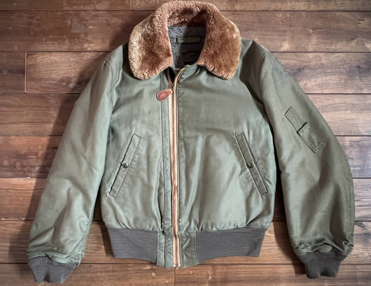 スペシャル 1940s◆B-15 米軍フライトジャケット◆USAF 実物 ミリタリー ヴィンテージ◆NO,3220 size40◆襟ボア ムートン アルパカ裏ボア