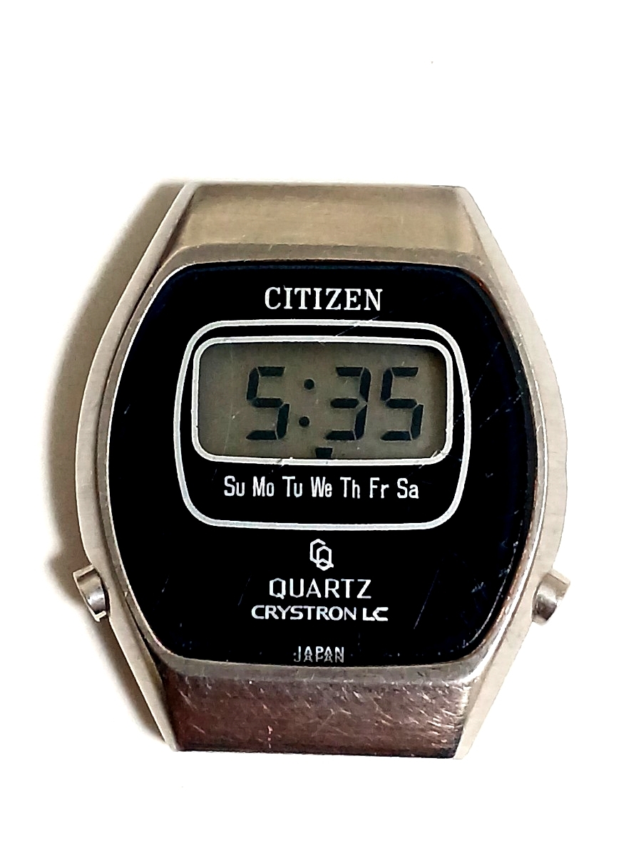 【稼働】 CITIZEN シチズン CRYSTRON クリストロン LC デジタル 腕時計 レディース紺文字盤 レトロ オールド アンティーク ヴィンテージ