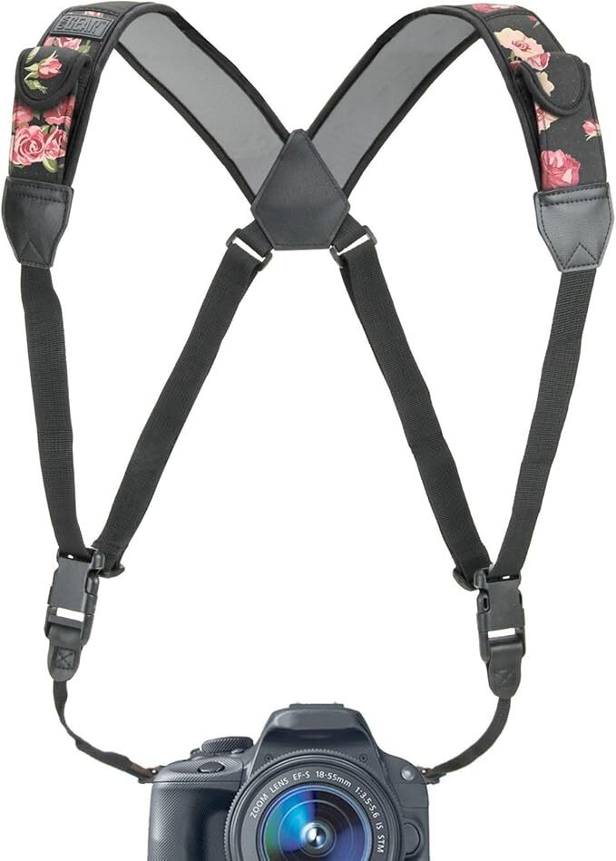 USA GEAR DSLR カメラ チェストハーネス 長時間撮影も疲れにくい やわらかネオプレン クイックリリースバックル 日本正規品 フローラル