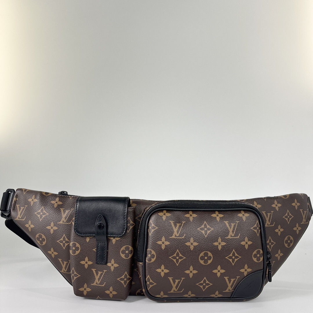 新品同様 Louis Vuitton ルイヴィトン モノグラムマカサー クリストファー バムバッグ メンズ ブラウン M45337 ボディバッグ ショルダー