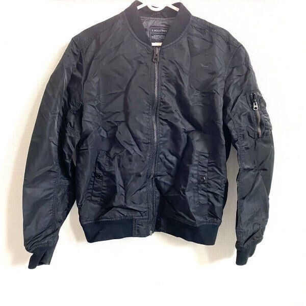 G.INDUSTRIES GIORDANO【メンズM/黒】MA-1 フライトジャケット /アウター/ブルゾン ◎8-04