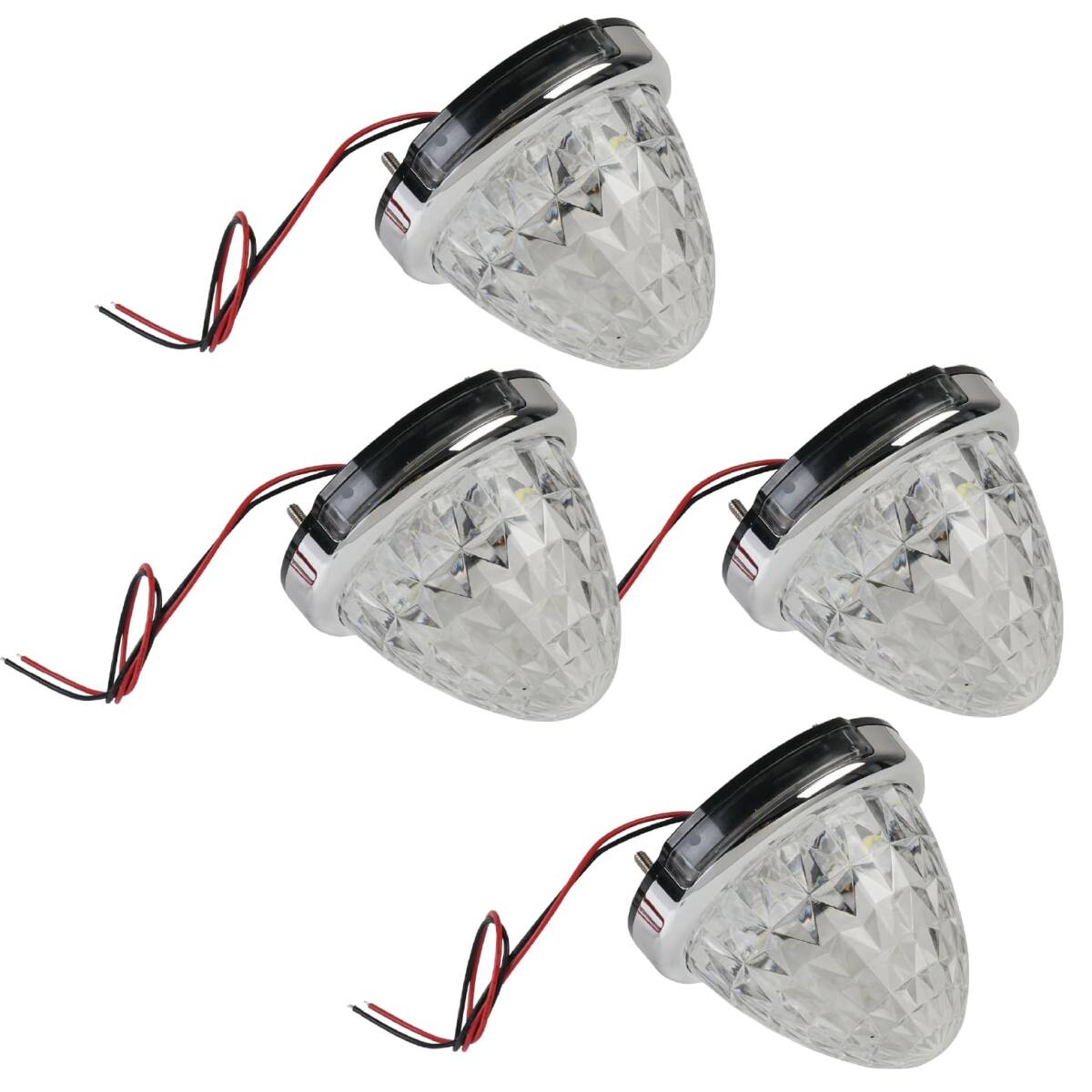 LEDサイドマーカーランプ　丸型　4個セット　DC24専用　8面クリスタルカットレンズ　9カラー　送料無料