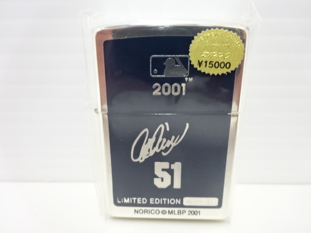 【＃17044】未開封　zippo 　ジッポー　2001　マリナーズ入団記念　イチロー　オイルライター　シルバーカラー　リミテッドエディション