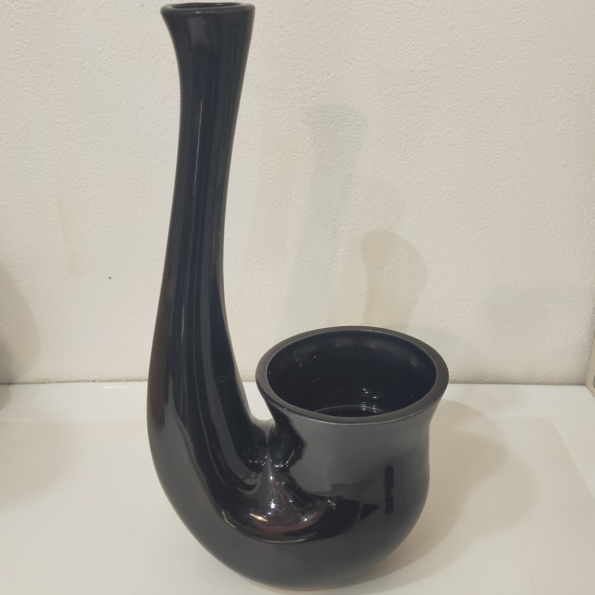 ★モダン★ 花瓶　 花器　 花入　華道具　 陶器　 置物　 フラワーベース　変わり花器　黒色　池坊？かは分かりません