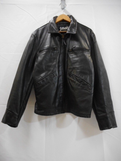 69 送100サ 0113UD19 Schott ショット 634 レザー トラッカージャケット USA製 ブラック サイズ40 中古品