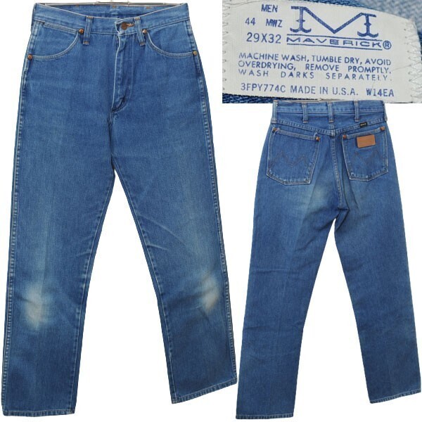 【希少 80s USA製】激レア ビンテージ MAVERICK マーベリック 44MWZ SCOVILLジップ ストレート インディゴ デニムパンツ ジーンズ Ｗ29 L32
