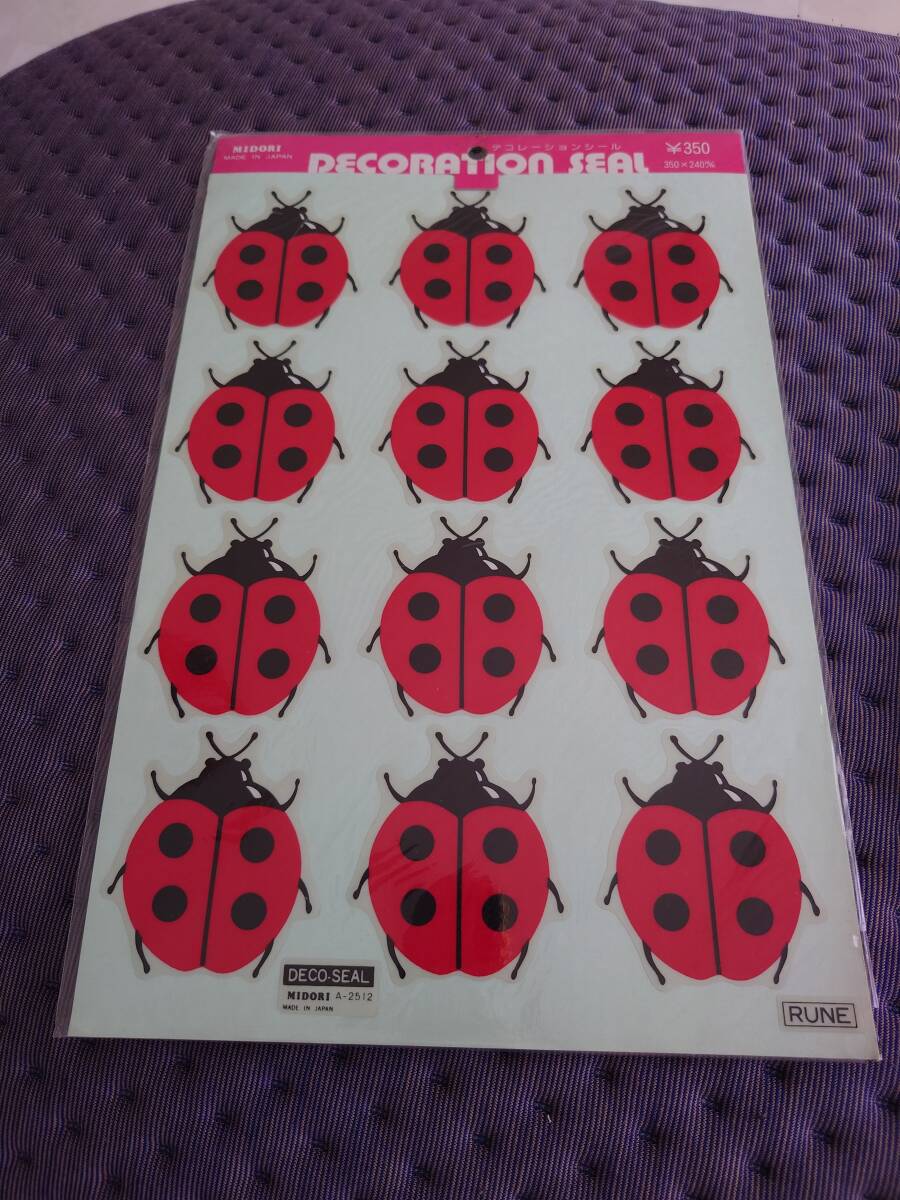 昭和レトロ　てんとう虫　デコレーションシール　大サイズ　RUNE MIDORI