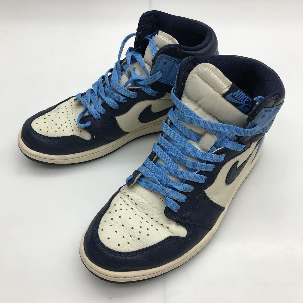 05w17863 ナイキ AIR JORDAN 1 RETRO HIGH OG ブルー/ホワイト 28.0cm US10 UK9 中国製 メンズ スニーカー 555088-140 中古品 【館林店】
