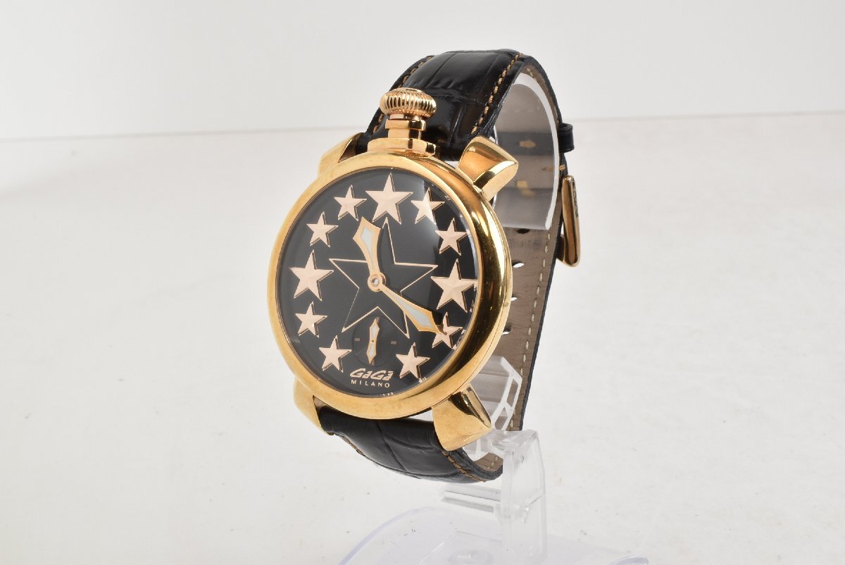 GaGa MILANO ガガミラノ Manuale 48mm Stars ローズゴールド 手巻き メンズ腕時計 中古
