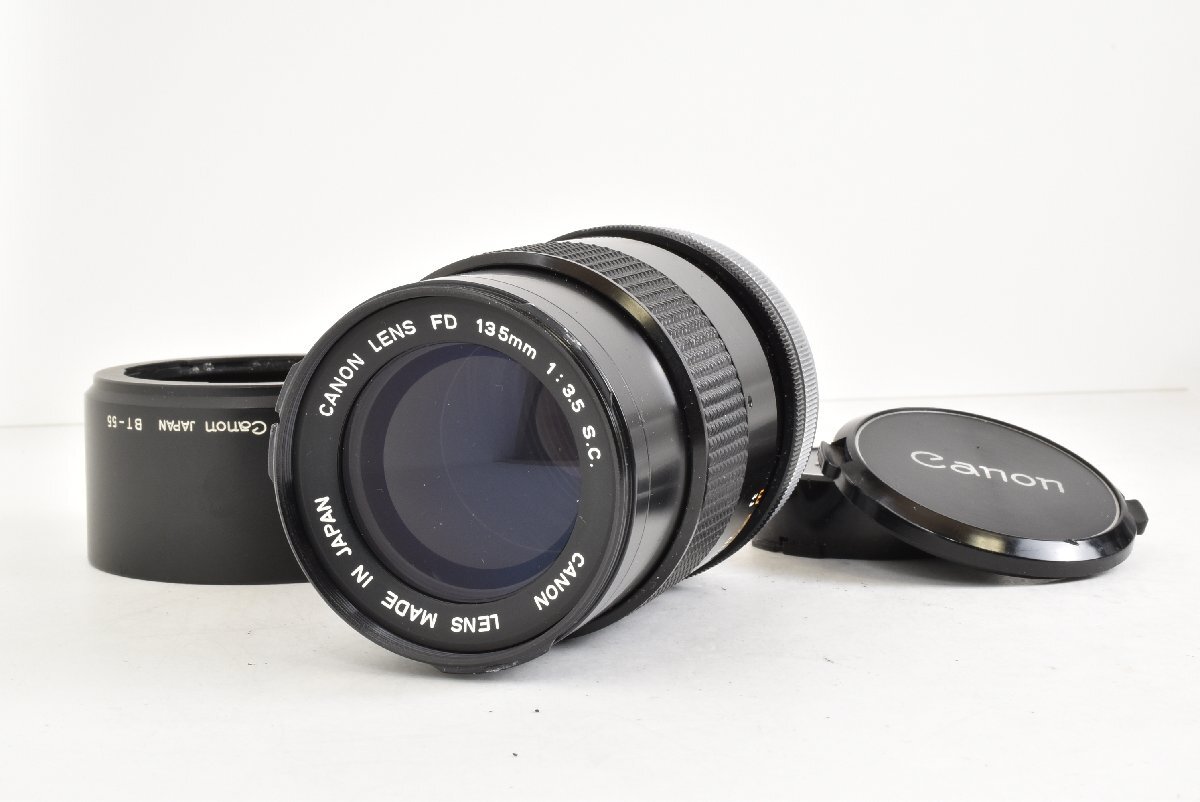 Canon キヤノン FD 135mm F3.5 SC O レンズ 純正フード付 光学薄カビ有 現状品
