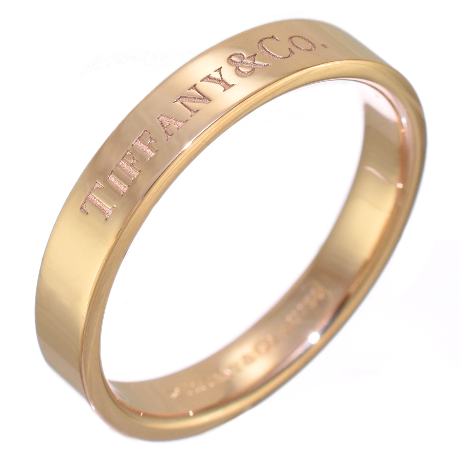 新品同様 ティファニー 18.5号 フラット バンド リング 指輪 K18 ローズゴールド ピンクゴールド TIFFANY&CO.
