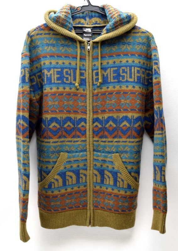 極美品 22AW Supreme × THE NORTH FACE【ノルディック柄 総柄 ニット パーカー SIZE:M 】シュプリーム ノースフェイス