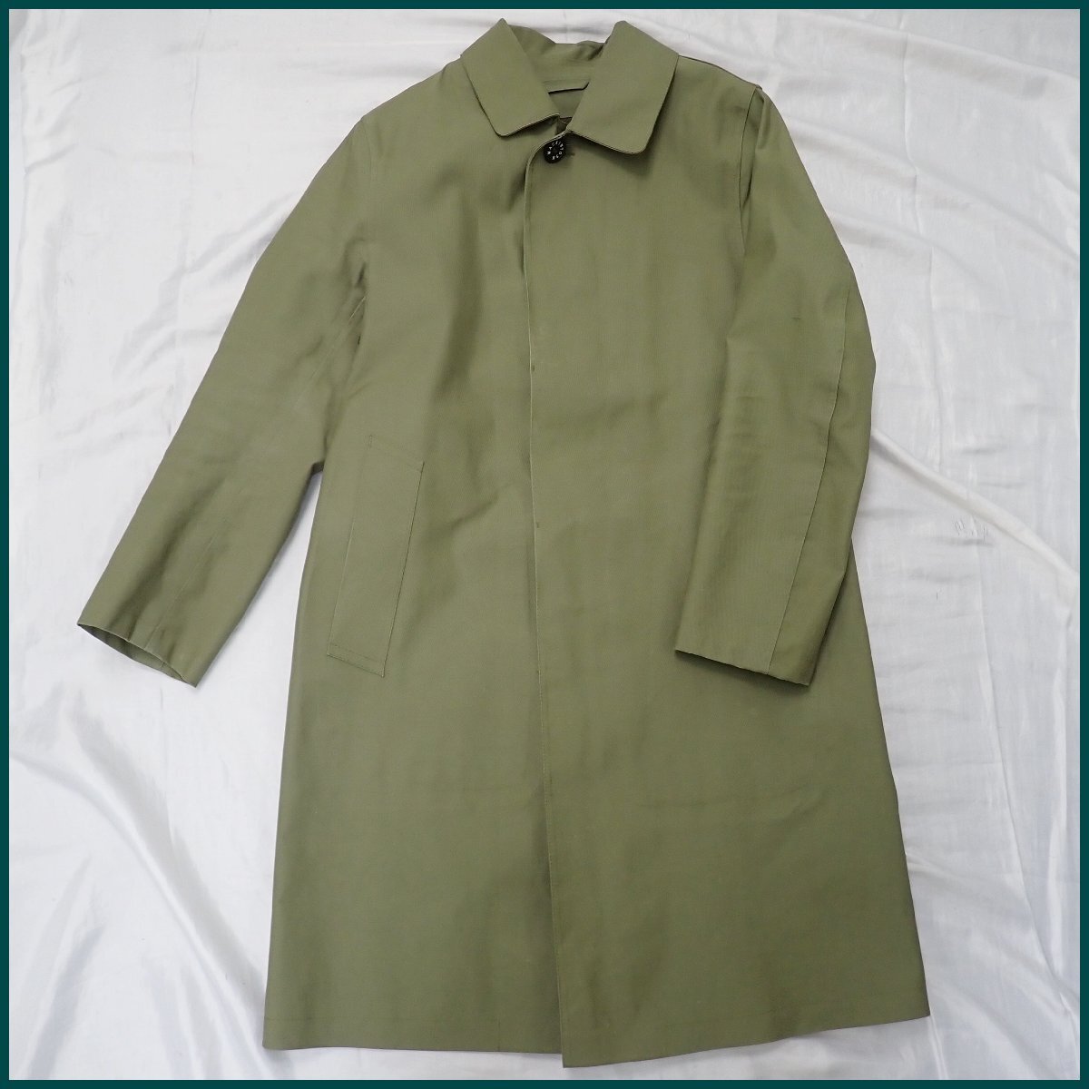 ★MACKINTOSH/マッキントッシュ ゴム引き ステンカラーコート 36/メンズS相当/カーキグリーン/コットン100%/スコットランド製&2197100001