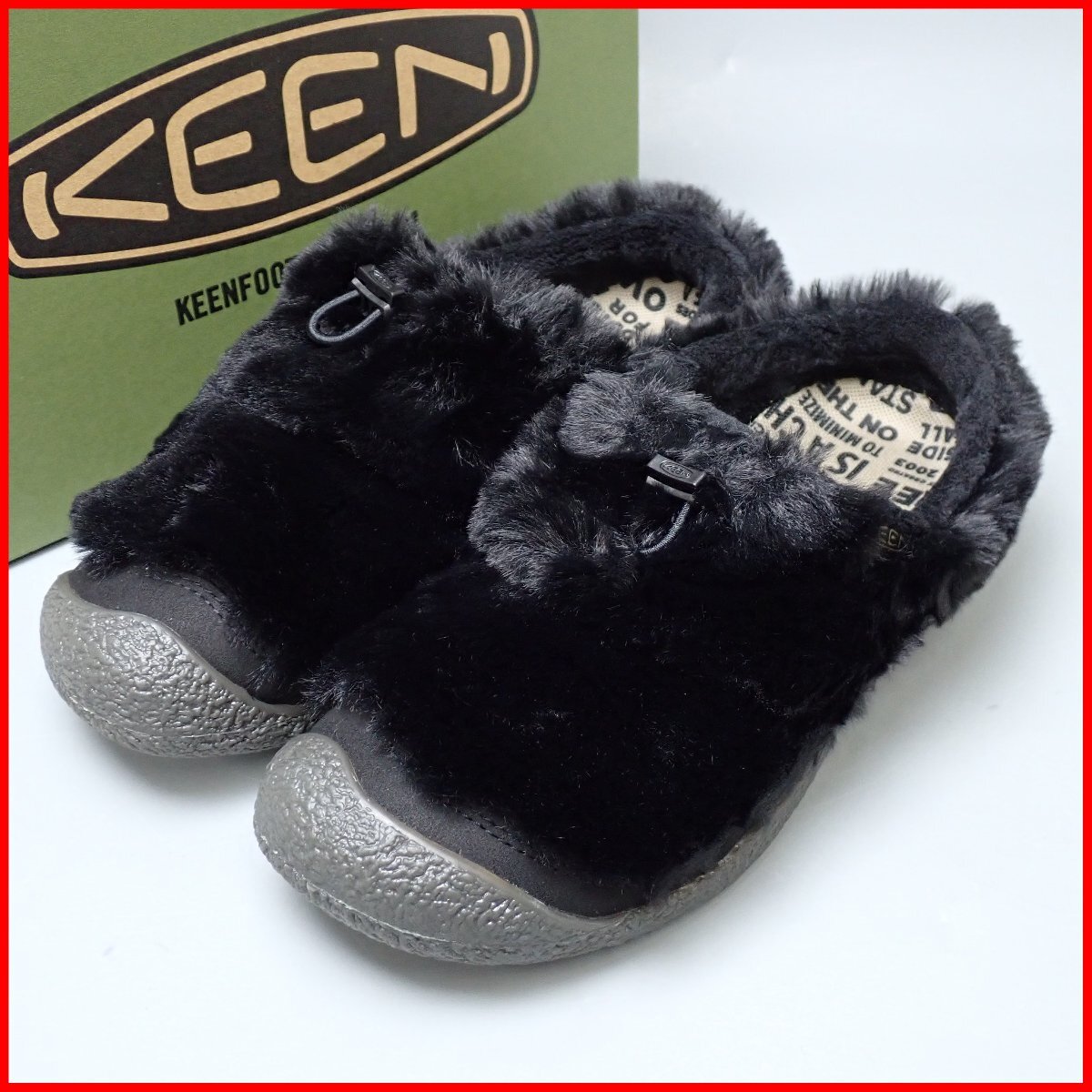 ★未使用 KEEN/キーン ハウザー スリー スライド レディース23cm/ブラック/1029436/ファー/スリッポン/外箱・取説付き&2197400042