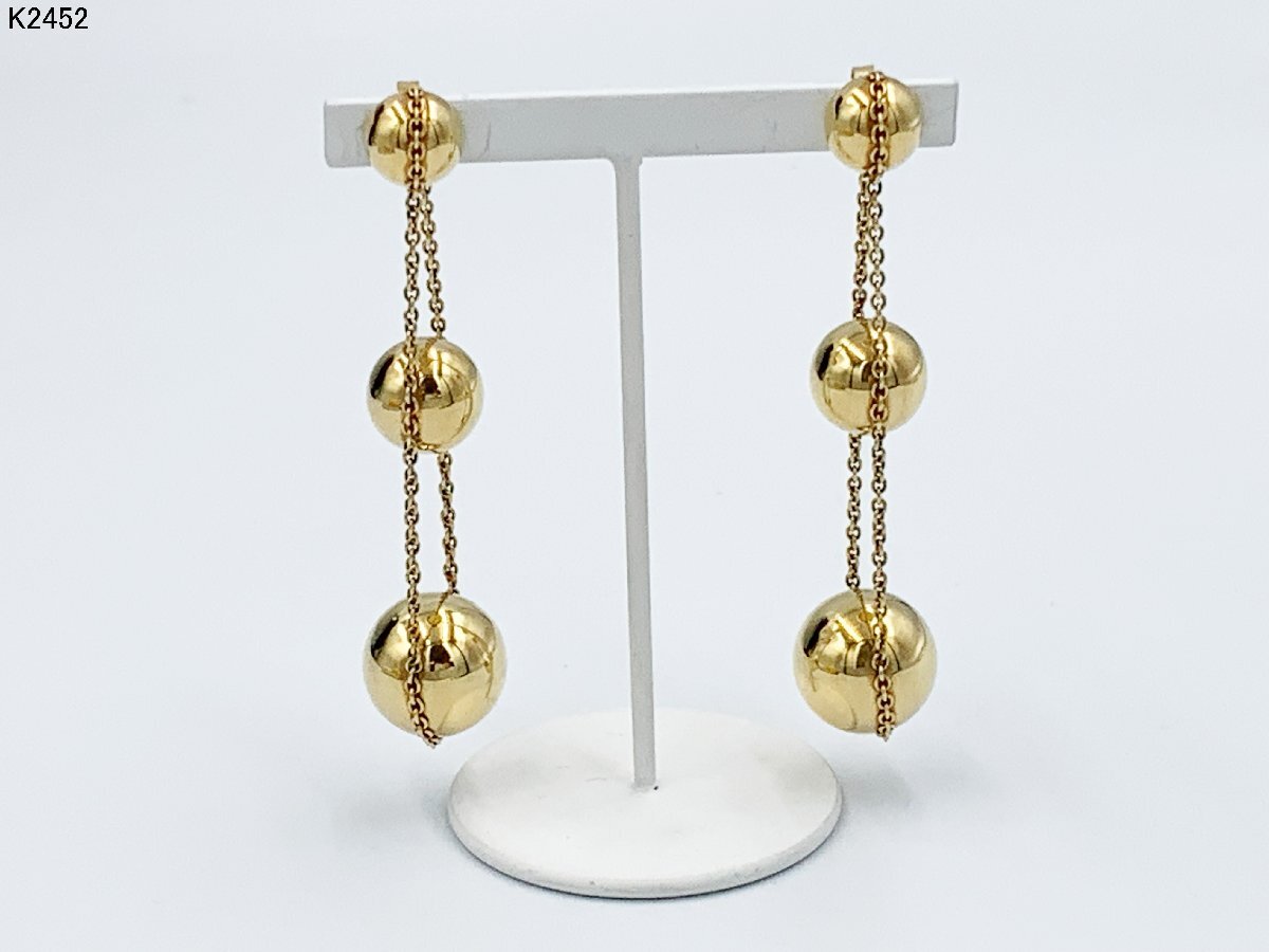 在庫1セットのみ TIFFANY&Co. ティファニー ハードウェア トリプルドロップ ピアス K18 750 イエローゴールド アクセサリー K2452