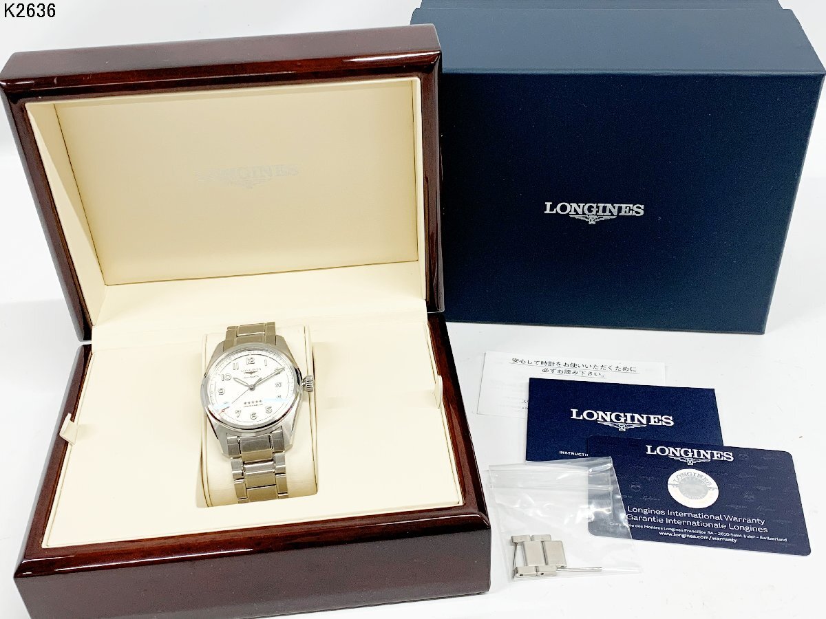 LONGINES L3.810.4 L888.4 ロンジン スピリット クロノメーター 自動巻き デイト シルバー メンズ 腕時計 純正ベルト 箱付 稼働品 K2636A