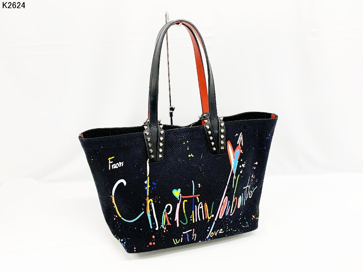 Christian Louboutin クリスチャンルブタン カバタ コットン ハンドバッグ トートバッグ ブラック カバン K2624E