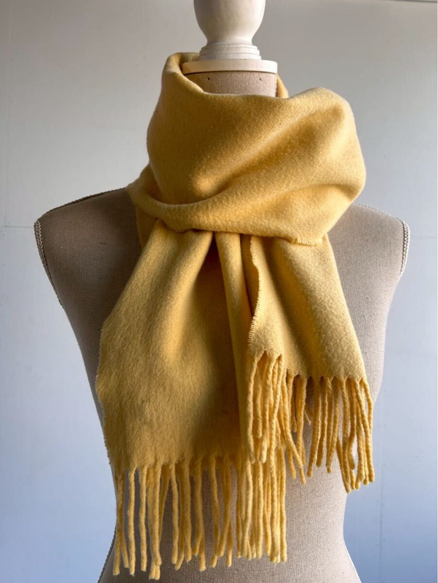 【YK8114】極上 カシミヤ 100% スコットランド製 大判 マフラー ショール cashmere scotland レディース 黄色系 イエロー系