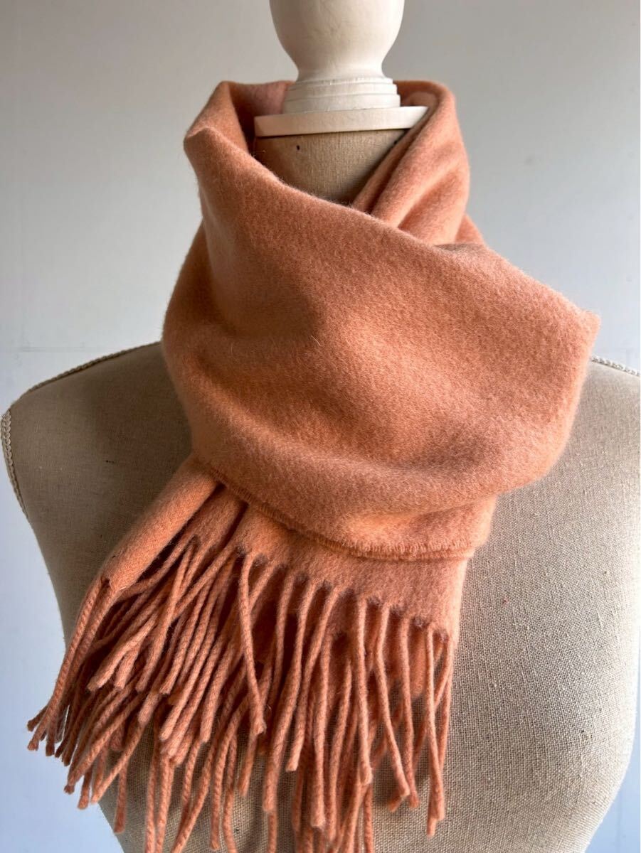 【YK8115】極上 カシミヤ 100% スコットランド製 大判 マフラー ショール cashmere scotland レディース サーモンピンク系