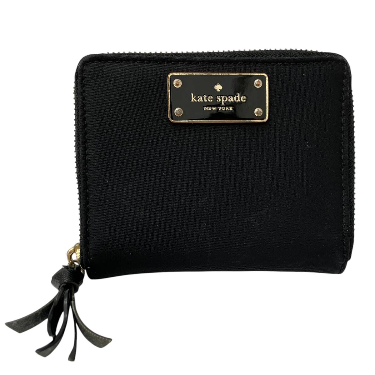 kate spade ケイトスペード コンパクトウォレット 2つ折り財布 ラウンドファスナー ブラック レディース