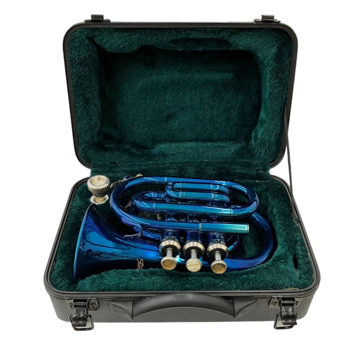 186000 現状品 J.Michael 管楽器 ポケットトランペット 青 本体　ケース付き
