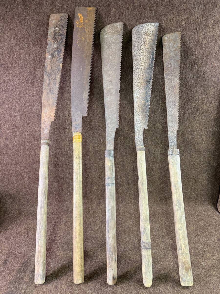 160 1F／のこぎり 5本セット まとめて 大鋸 片刃 小山藤次郎？ ノコギリ 古道具 昭和レトロ 大工道具 当時物 工具 DIY 中古