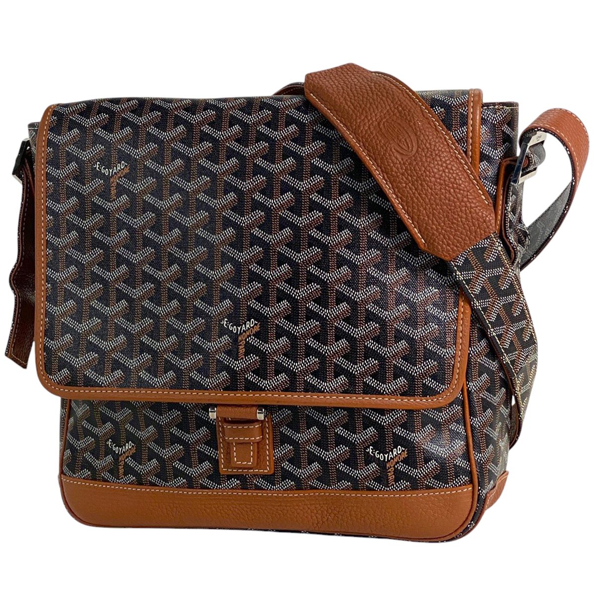 【在庫一掃】 ゴヤール GOYARD グランブルー MM 斜め掛け ショルダーバッグ コーティングキャンバス ブラウン ブラック 【中古】