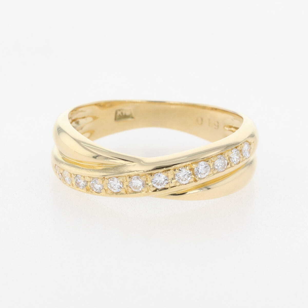 メレダイヤ デザインリング YG イエローゴールド 指輪 リング 11.5号 K18 ダイヤモンド レディース 【中古】