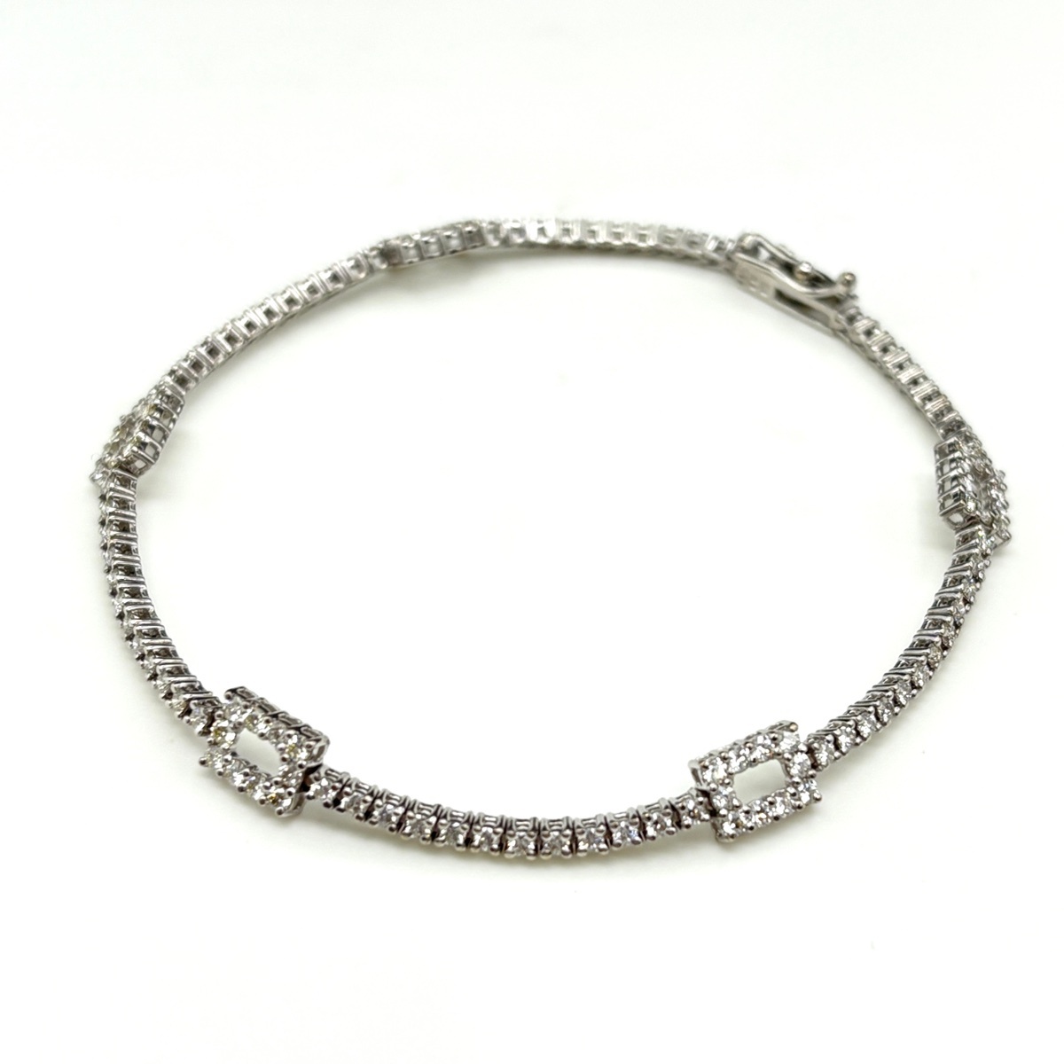 メレダイヤ デザインブレスレット WG ホワイトゴールド 腕輪 ブレスレット K18 WG ダイヤモンド レディース 【中古】