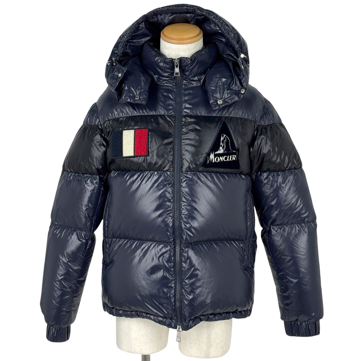 【在庫一掃】 モンクレール MONCLER ロゴ ダウンジャケット GARY フーディ アウター ダウンジャケット ネイビー ブラック メンズ 【中古】