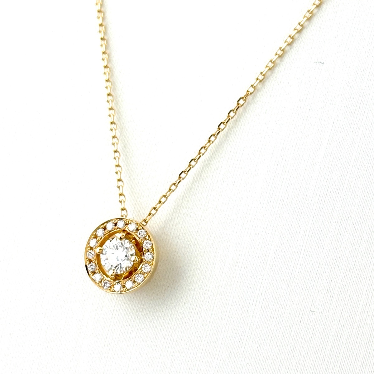 メレダイヤ デザインネックレス YG イエローゴールド ペンダント ネックレス K18 ダイヤモンド レディース 【中古】