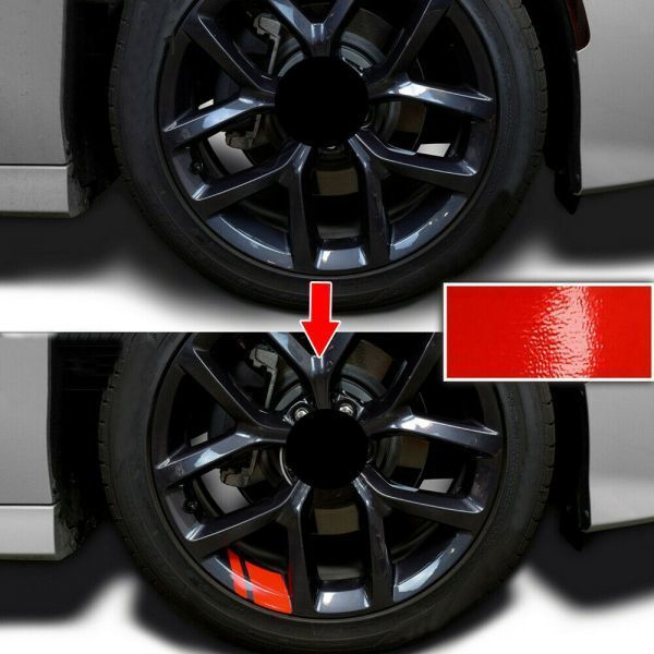 ● 汎用品アルミホイール赤ステッカー デカール シール（レッド）６枚組/SPORTトヨタ 日産 ホンダ三菱マツダ スズキ スバル GT/定形 OK