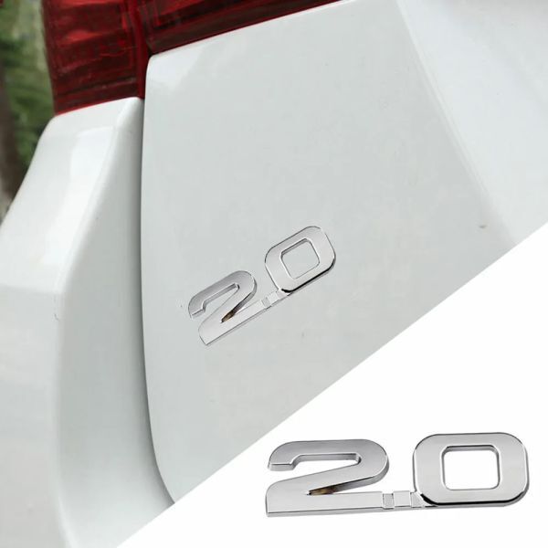 ◆高品質◆シルバー2.0 /３Ｄエンブレム☆ステッカー/ 1枚/旧車 トヨタ 日産 スバル スズキ マツダ 三菱