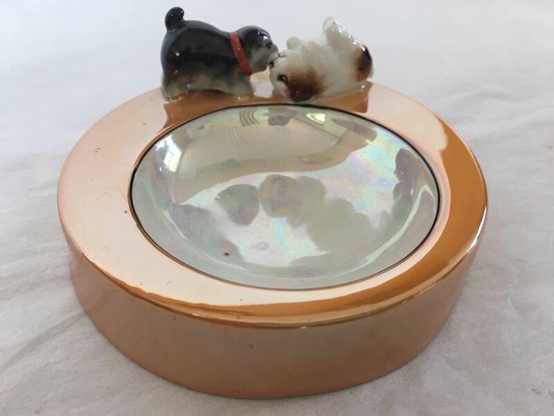 オールド ノリタケ レトロ ピントレイ オールドデコ 犬 宝石皿 日本陶器会社 日本製 アンティーク ビンテージ オールド 昭和 小物入れ