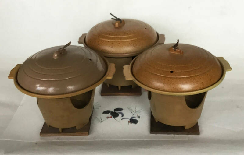 アルミ製 陶板土鍋 19cm 6寸（蒸し物用）アルミコンロ 3客セット 