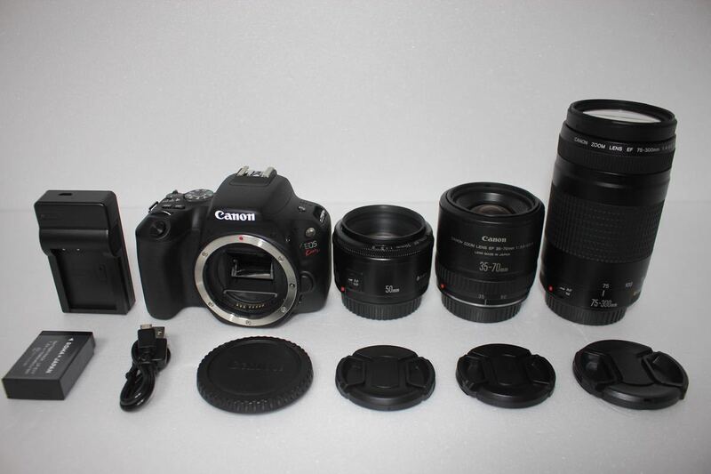 ☆WiFi&Bluetooth Canon キャノン EOS Kiss X9 Canon EF 50㎜1:1.8 II Canon EF35-70㎜　CANON EF-S 75-300mm F4-5.6 II AF 望遠ズーム