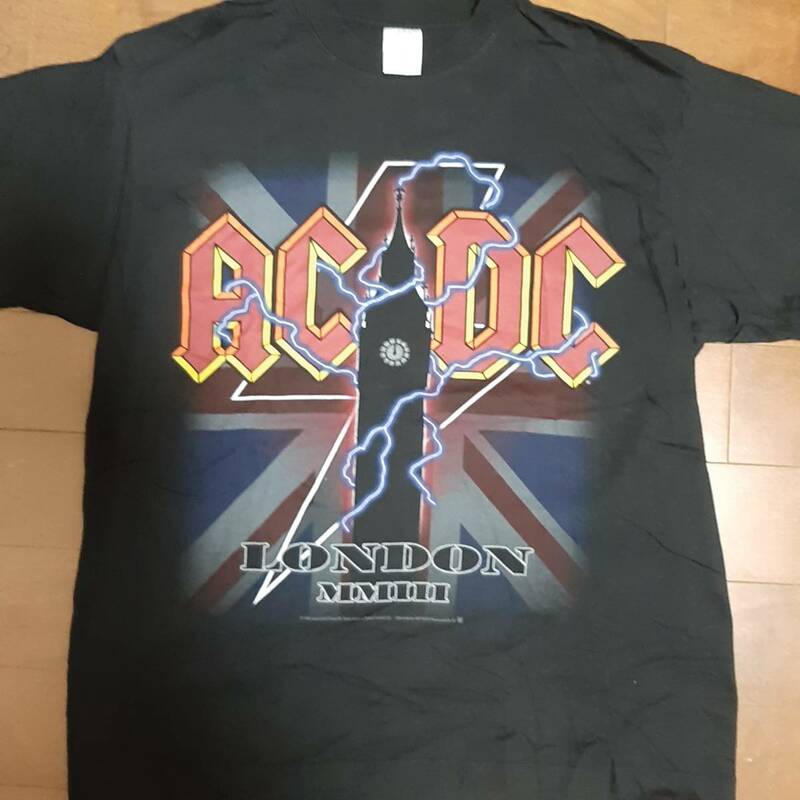 バンドTシャツ AC/DC エーシーディーシー 2003 LONDON HAMMERSMITH APOLLO 限定 黒 Lサイズ ロックTシャツ 古着