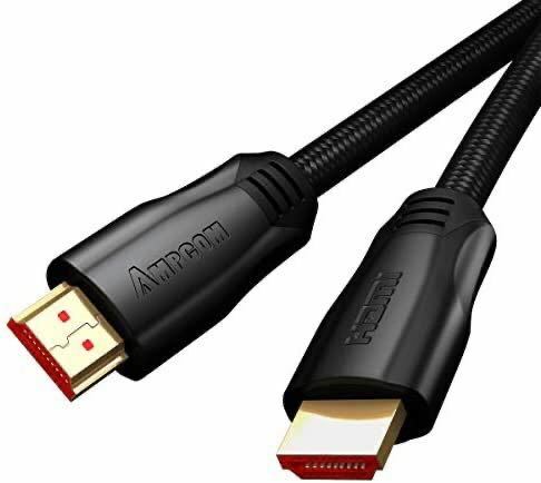 4K HDMIケーブル,AMPCOM ハイスピード HDMI 2.0 b規格 綿繊維編み 24K金メッキコネクタ シャルコネクター イーサネット黒 1m