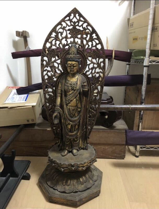 仏教美術 高さ 84cm 大日如来　木彫　古作　仏像