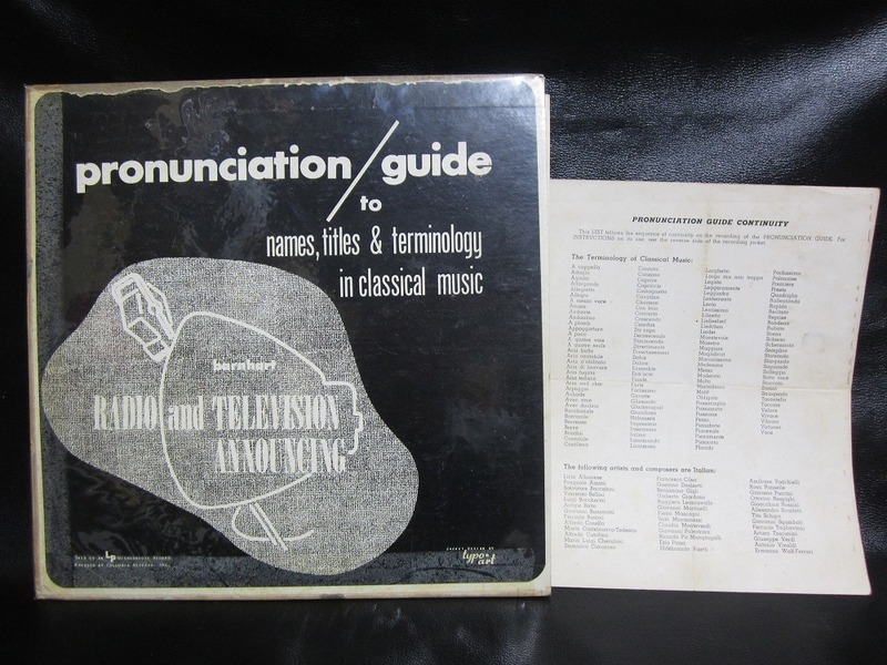 ★☆LPレコード pronunciation guide to names, titles & terminology in classical music 中古品☆★[1774]