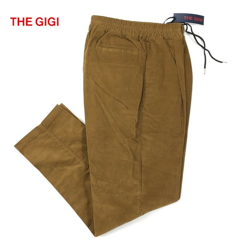 ◆1点物!! イタリア製 3.8万・新品【THE GIGI/ザ ジジ】ウエストシャーリング 1プリーツ 細畝コーデュロイ・イージーパンツ 46 キャメル