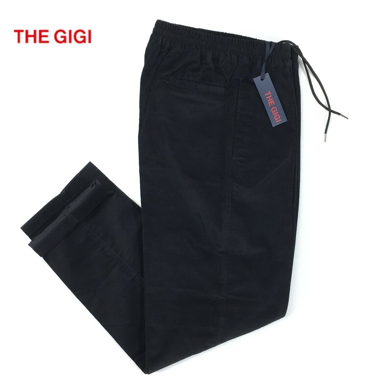 ◆1点物!! イタリア製 3.8万・新品【THE GIGI/ザ ジジ】ウエストシャーリング 1プリーツ 細畝コーデュロイ・イージーパンツ 46 ブラック