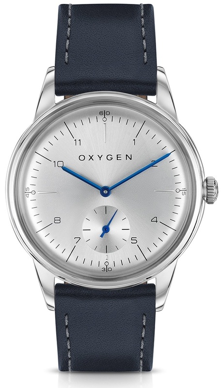 【未使用】OXYGEN オキシゲン 腕時計40ｍｍスモールセコンド シルバー文字盤 青針 クォーツ France Paris 新品
