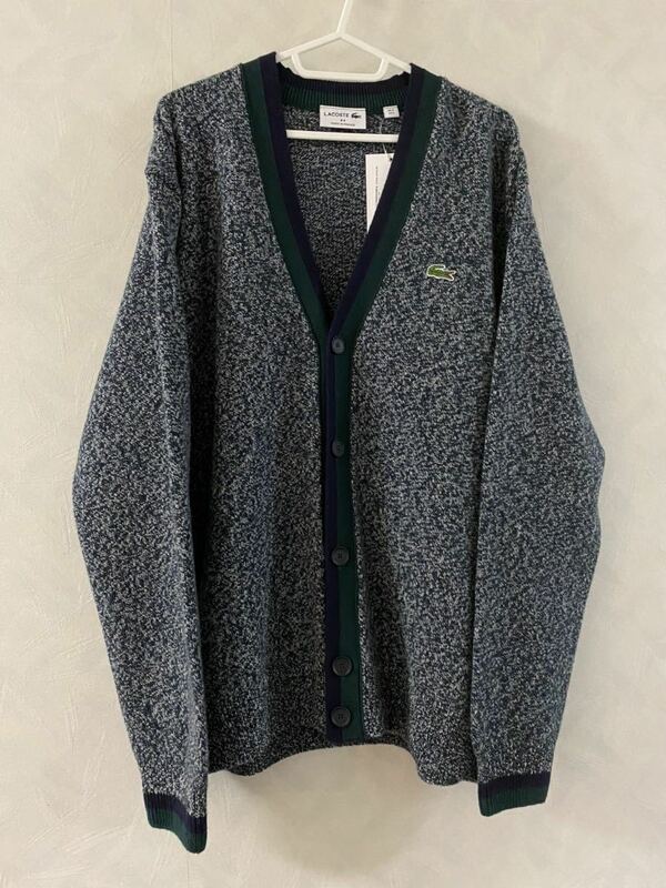 新品 LACOSTE ニットカーディガン サイズUS L MADE IN FRANCE 定価27000+税 ラコステ ウール100% フランス製