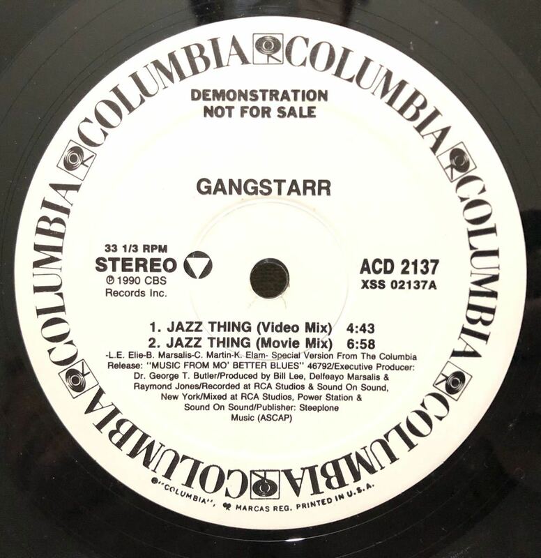 美品 1990 Gangstarr / Jazz Thing Mo Better Blues Original US Promo 12 CBS Columbia CAS 2137 Guru DJ Premier Buckshot Le Fonque