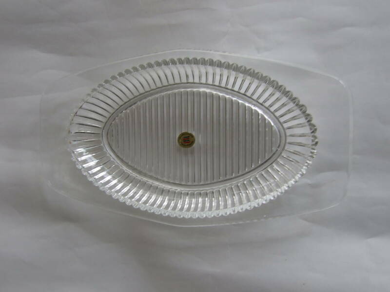 フルーツ皿　カメイグラス　テラモトクリスタル　サイズ：高さ4.0㎝縦横33.5㎝×18.5㎝