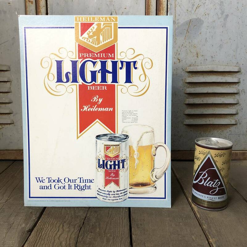 即決 1980s Heilman Light Beer ハイルマン ビール カードボードサイン パネル 看板 デッドストック ビンテージ ダイナー バー アメリカ